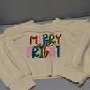 Womens Casual Merry Sweatshirts Merry and Bright Christmas Sweatshirt Long Sleeve Crop Graphic Tees Medium