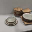 AmorArc Ceramic Dinnerware Sets,Handmade Reactive Glaze Stoneware Plates and Bowls Set,Highly Chip and Crack Resistant | Dishwasher & Microwave Safe Dishes Set,Service for 8 (24pc) (Green Wheat)