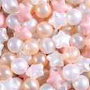 Plastic Ball Pit Balls Stars, Star & Ball for Babies Kids Playpen Pool Puppy Playballs, 100pcs, Small and Bigger Size (Pink Gold White)