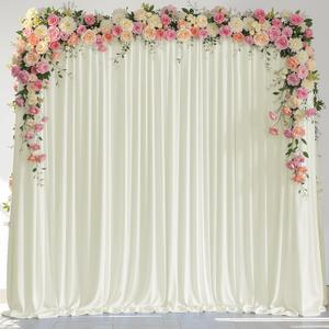 Wokceer Ivory Backdrop Curtain for Wedding Parties 10x8FT Wedding Curtains Backdrop Drapes Polyester for Photoshoot Baby Shower Birthday Party Curtains Photography Background 2 Panels 5x8FT (10FTx8FT)