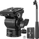 V1S Mini Fluid Video Head, Metal Small Pan Tilt Head Mount for Tripod, Monopod, Camera, Camcorder, Comes with 2 Arca Tpye Quick Release Plates & Detachable Handle, Max Load 11lbs/5kg
