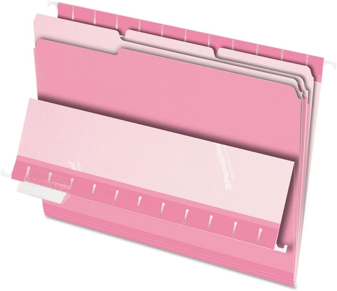 Pendaflex Interior File Folders, 1/3 Cut, Top Tab, Letter Size, Pink, 100 per Box (4210 1/3 PIN)