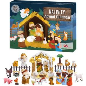 Advent Calendar 2025-25 Days of Christmas Nativity Scene Set - Countdown to for Kids Boys Girls Children Toddler Teens Indoor Toy