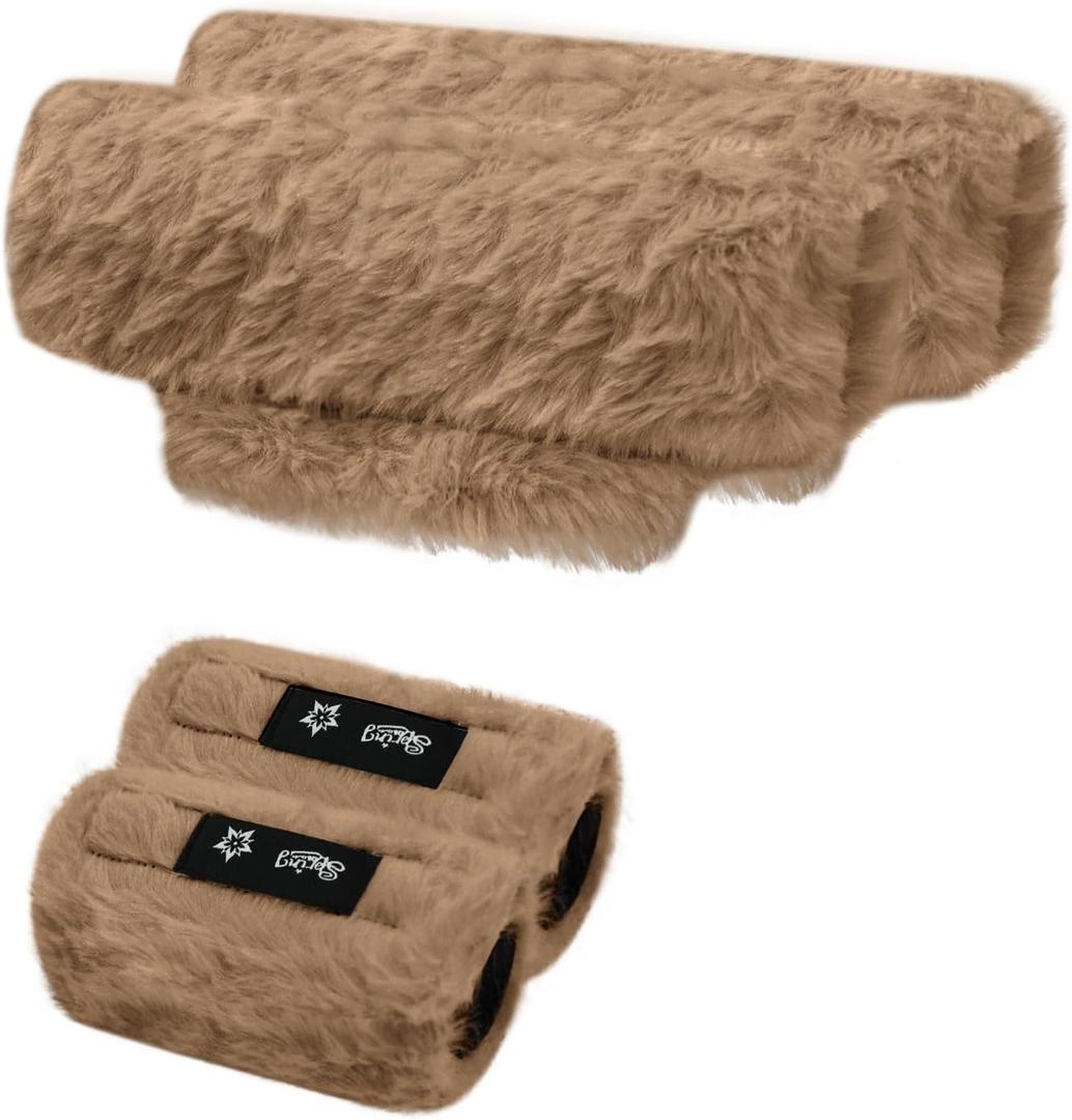 SPRING SEAON Universal Crutch Padding for Armpits and Hand Grips - Fluffy Underarm Cushions and Covers - Machine Washable (Khaki)