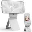 MOFT Phone Stand, Magnetic Phone Tripod Stand Stain-Resistant MOVAS Leather & Angle Adjustment & Strong Magnets Tripod for iPhone 16/15/14/13/12 (Included Metal Ring)-Misty Cove