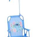 Disney Stitch Kids Beach Chair with Umbrella,Foldable Portable Toddler Chair with Armrests, Locking Mechanism & Sun Shade