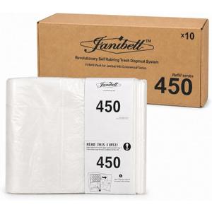 Janibell Polyethylene Biodegradable 18 Gallon Waste Can Liner, Flat Seal, for 450 Series Waste Disposal System, Light Green, 0.7 Mil, 17.75" x 11.5" x 8" (Set of 10 Liner Tubes)
