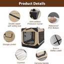 Garnpet 36 Inch Collapsible Soft Dog Crate for Large Dogs, 4-Door Foldable Travel Dog Kennel with Durable Mesh Windows for Indoor & Outdoor Portable Pet Crate, Soft Side Dog Crate, Beige