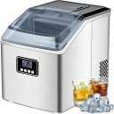 FREE VILLAGE Countertop Ice Maker, Ice Cube Maker Machine with Ice Scoop & Basket, 40Lbs/Day, 24Pcs/13Mins, Timer, Self-Cleaning, Portable Ice Maker Countertop for Home Kitchen Office Bar Party