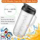 Replacement Cups For Magic Bullet Replacement Parts 22oz Blender Cups compatible with 250W Magic Bullet MB1001 MBR-0701AK (Measured Markings), Tall 22oz Cup Flip-Top Lid, Mug with Handle