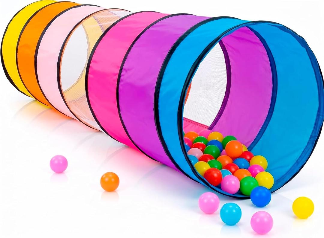 NUBUNI XXL Tunnel for Kids 98 in. | Tunnel Tent for Toddlers | 4X Play Tunnels for Children | Colorful Pop Up Crawl Tunnel | Collapsible Gift for Boy and Girl Indoor and Outdoor Game