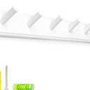 10 Hook Coat Rack Wall Mounted, Long 38 Inches Wooden Wall Coat Hanger with 10 Pegs, 16'' Hole to Hole Wall Coat Hooks for Hanging Towels, Hats, Backpacks, Clothing, Caps, White