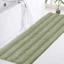 Turquoize Luxury Bath Runner, Eucalyptus Bathroom Rug 47 x 17 Inches Mat, Soft Plush Anti-Slip Shower Rugs, Microfiber Shaggy Mat Machine Washable Bath Rug for Bathroom, Eucalyptus