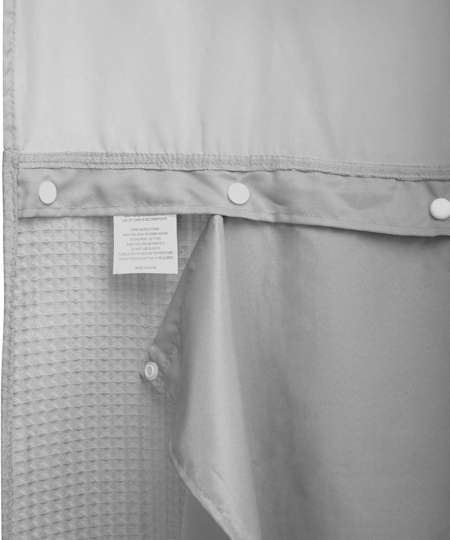 Barossa Design Fabric Snap-in Liner 70" W x 54" H - Hotel Style Removable Replacement Inner Liner, Machine Washable & Water Repellent - Gray, 70x54 (Grey)