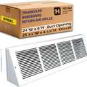 Fits 24x6 Duct Opening | Steel Triangular Baseboard Return Air Grille by Handua | Efficient Air Flow | Air Register Vent Cover Grill | 3-13/16" Depth | White | Outer Dimensions: 25-3/4" x 6-5/8"