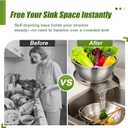 Palksky Stainless Steel Colander Set with Self-Draining Base, 3 Sizes Colanders & Food Strainers for Pasta, Rice, Fruits & Veggies, Metal Colander with Draining Plate for Sink or Countertop