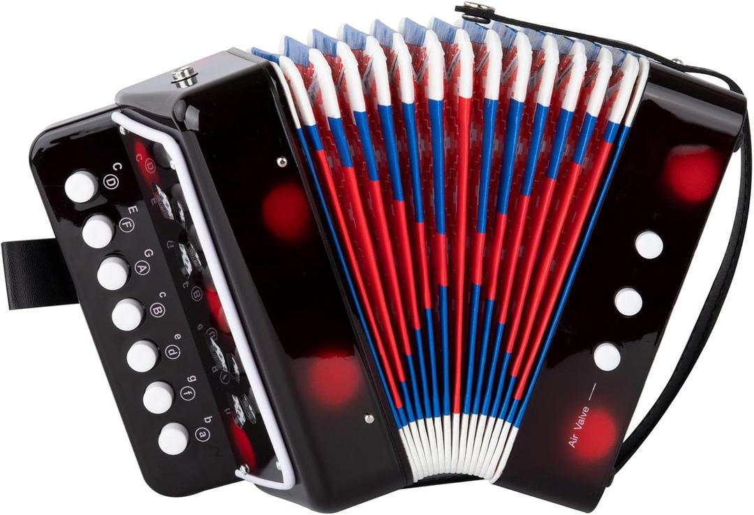 kids Accordion 10 Buttons Keys Toy Accordion MIni Accordian Musical Instrument for Children Beginners (Black)