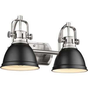 Emliviar Modern Vanity Light, Industrial 2-Light Bathroom Wall Light Fixtures, Black and Brushed Nickel Finish with Metal Shade, 4054-2W BN+BK