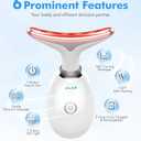Red-Light-Therapy-for-Face-and-Neck, 7 Color Face Massager Tool for Wrinkles, Double Chin, Vibrating Facial Massager with Thermals for Skin Care, Glossy White