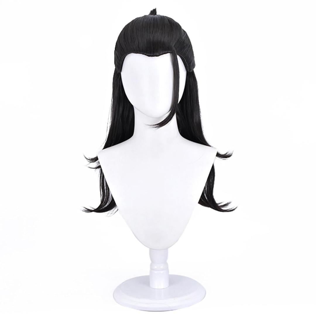Ponytails Cosplay Wig Costume Halloween Wigs for Women Men(Black Long)