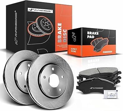 A-Premium 11.88 in(301.8mm) Front Vented Disc Brake Rotors + Ceramic Pads Kit Compatible with Chrysler, Dodge, Ram & Volkswagen Models - Town & Country/Grand Caravan 08-16, Journey 09-13, Routan, C/V