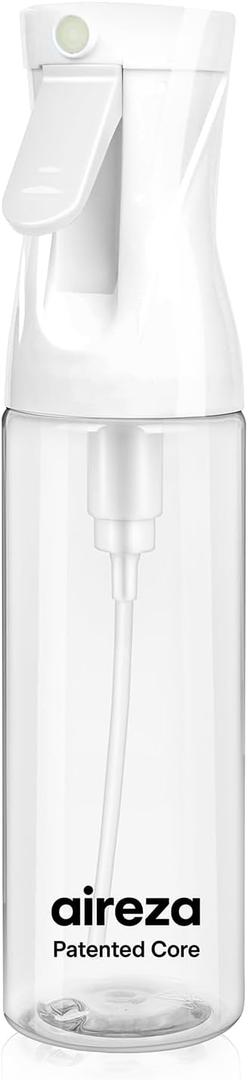 Continuous Spray Bottle  Patented Superior Ultra-Fine Mist Sprayer for Hair Styling, Plants & Cleaning, Durable 360 Leak-Proof BPA-Free Refillable Mister, White 300 ml / 10 oz