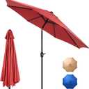 DUMOS 9FT Outdoor Patio Umbrella with Push Button Tilt and Crank, Table Umbrellas 8 Sturdy Ribs Waterproof for Pool,Market, Terrace, Beach, Outdoor Restaurant Red (New Red)