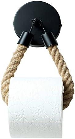 Nautical Rope Toilet Paper Holder, Hemp Rope Towel Holder - Self Adhesive and Drill Option, Retro Wall-Mounted for Kitchen Bathroom Home Decor