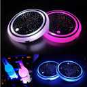 2PCS LED Car Cup Holder Lights, Light up Car Coasters for Cup Holders 7 Colors Changing USB Charging Mat Waterproof Cup Pad, Car Gifts for Men & Women