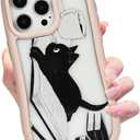 Compatible with iPhone 16 Pro Max Cute Black Cat Case [ 3D Cat Shape ] [ Senior Shockproof Protective ] for iPhone 16 Pro Max Clear Case for Women Girls-Pink