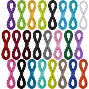 131 Yards Assorted Elastic Band Cord 2mm 2/25 inch 390ft Elastic Bracelet String Rubber Rope 24 Colors Bungee Shock Cord for Bracelet, Beading, Sewing, Jewelry Making, DIY Crafts