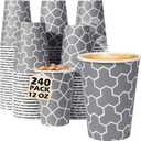 Huifany Coffee Cups 12 oz Paper Cups 240 Pack, Disposable Coffee Cups 12 oz Hot Cup, Disposable Cups Paper Insulated Cup for Cold Hot Drinks | for Cold Hot Drinks, Water, Tea, Juice