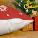 CaliTime Christmas Throw Pillow Covers Decorative 16 X 16 Inches Set of 4 Cozy Fleece Tree Deer Snowflakes Cushion Cases for Couch Sofa Bed Living Room Farmhouse Christmas Red