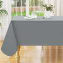 Smiry Rectangle Table Cloth 52x70 Inch, Waterproof Wipeable Vinyl Tablecloths Protector, Oil Spill Proof Plastic Table Cover for Dining, Picnic, Camping, Outdoor, Grey