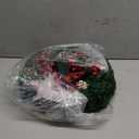 Zcaukya 2 Packs Pre-lit Christmas Wreaths, 14 Inch Buffalo Check Bowknot Wreath with 8 Lighting Modes String Lights, Artificial Front Door Wreath for Xmas Hanging Decor, with Timer