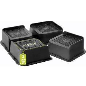 Bed Risers 2 inch, 3 inch, 4 inch, 6 inch, 8 inch Heavy Duty, Oversized Furniture Riser for Couch Sofa Table Chair Leg Frame Dorm, Support up to 6000 Lbs (Black 4 Pack, 2 inch)