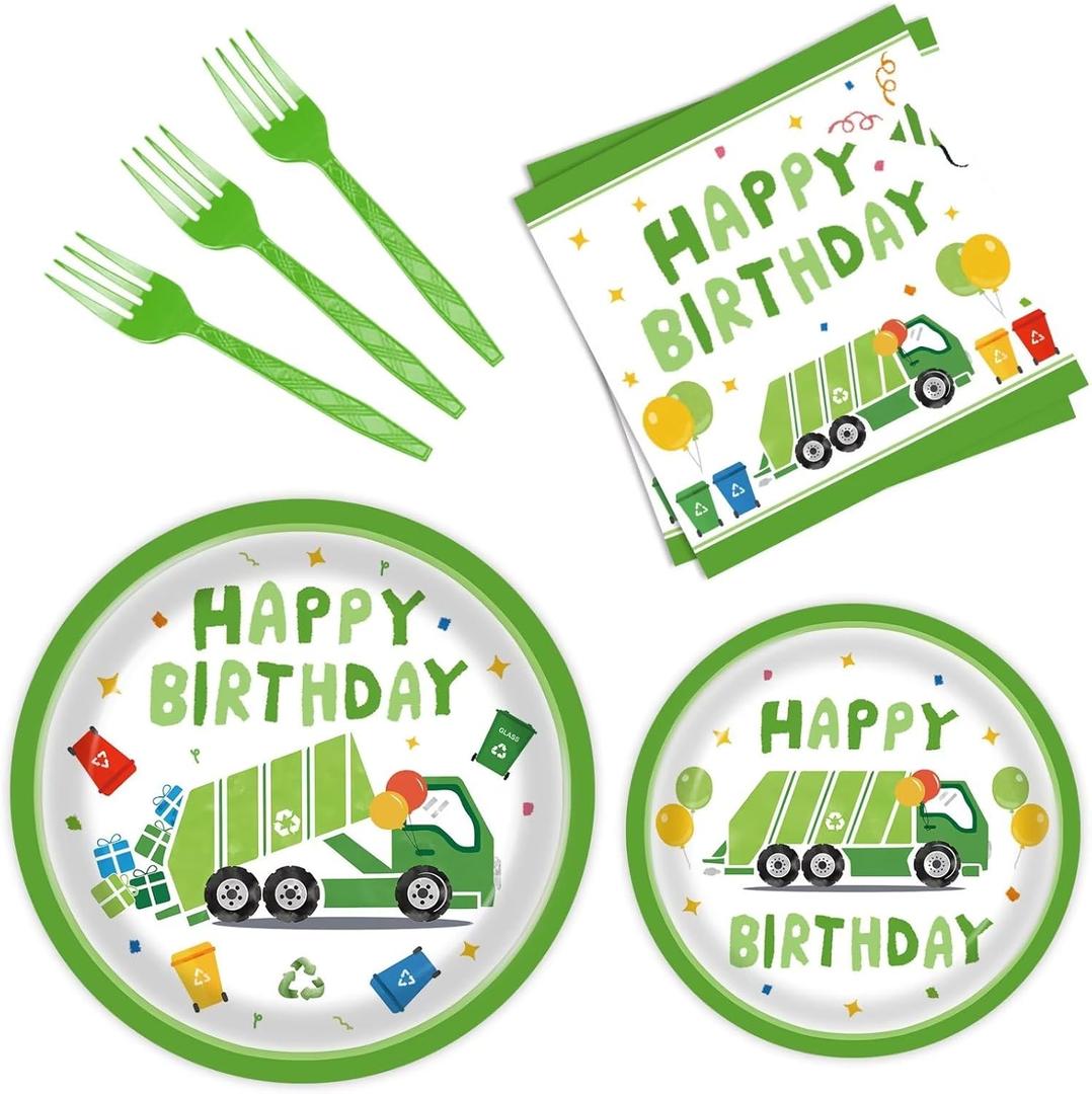 96 Pcs Garbage Truck Paper Plates Garbage Truck Birthday Decorations Garbage Truck Party Supplies Garbage Truck Party Favors
