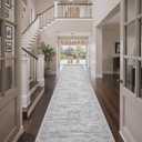 3x20 Washable Runner Rug for Hallway, Non-Slip Long Hallway Runner for Entryway, Soft Vintage Kitchen Mats for Floor, Abstract Dining Room, Bedroom, Living Room Rugs(3'x20', Grey/Ivory)