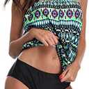 Chenghe Two Piece Bandeau Tankini Swimsuits for Women Loose Blouson Swim Top with Bikini Bottom Tummy Control Bathing Suits, XL