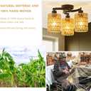 Supkiir 6 Pack Rattan Lamp Shade, Retro Small Pendant Light Shade Replacement, Boho Cylinder Wicker Woven Lampshade for Chandelier, Floor Lamps, Pendant Light, Wall Sconces Light Fixture