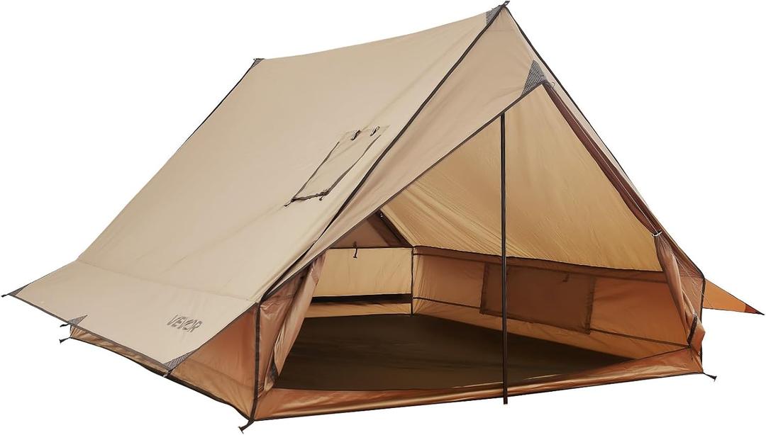 VEVOR Hot Tent, Camping Tipi Hot Tents with Stove Jack, Portable Winter Camping Tents with Snow Skirt, Easy Setup, Waterproof 4 Season Shelter Tents for Fishing Backpacking, 98.43"L x 78.74"W x 59.06"H