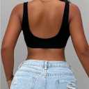 SOLY HUX Women's Sleeveless Micro Crop Tops Backless Scoop Neck Tight Fitted Sexy Tank Tops (Black, S)
