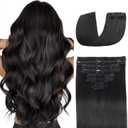 Clip in Hair Extensions Real Human Hair 18 inch 100g/3.6oz Straight Seamless Invisible Human hair Extensions Clip ins for Women Double Weft 8pcs #1B-Natural Black