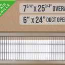 Fits 6x24 and 24x6 Duct Opening | Return Air Floor Grille by Handua | Walkable Vent Cover Grill for Floor | Brown | Heavy Duty Fixed Blades | Outer Dimensions: 7.75"W X 25.75"H