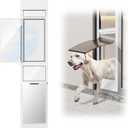 Doggy Door for Sliding Glass Door, Adjustable Height 75 3/5" to 80" Sliding Door Doggie Door Insert with Screen Design, Suitable for X-Large Dogs Up to 200 lbs, New