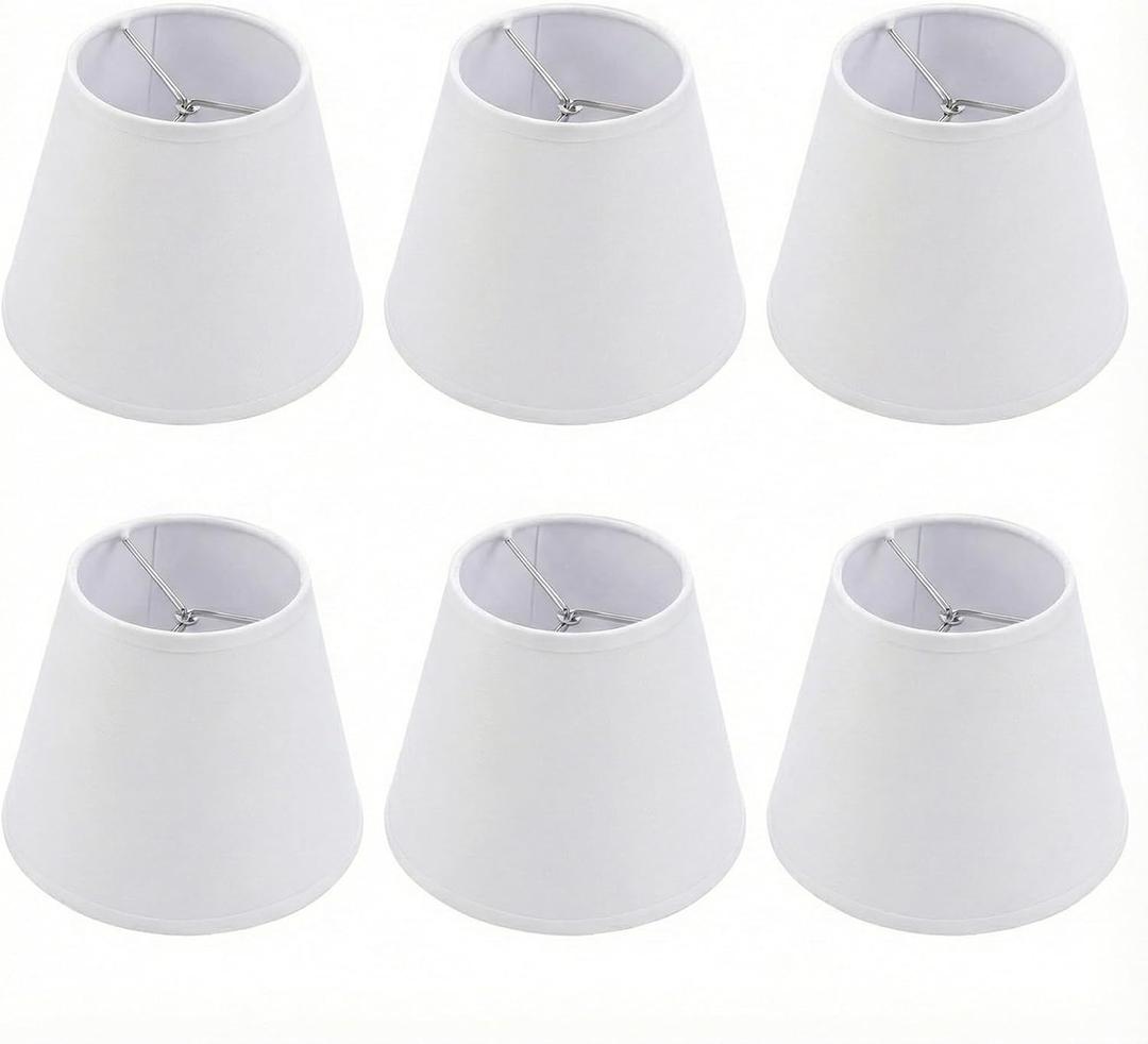 Small Lamp Shades Clip on Bulb, Chandelier Shades Set of 6, Mini Linen Lampshade 3.5x5x5.5in Small Lamp Shade for Chandelier Lamp Replacement (White)
