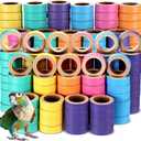 Skyygemm 180 Pcs 1.85 Inch Bagels Bird Toys for Parrots Cardboard Bird for Chewing Shredding Foraging Play Foot Wooden Parrot Toys for Medium and Large Macaws Cockatoos