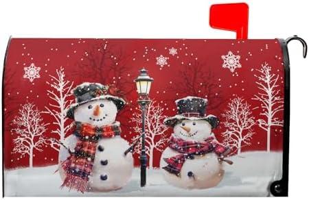 Kawani Merry Christmas Red Snowman Mailbox Covers Magnetic Red Winter Outdoor Mailbox Cover Standard Size 18 X 21 Inch Snowflakes Holiday Mailbox Wrap Post Letter Box Cover Decor for Home Garden Yard