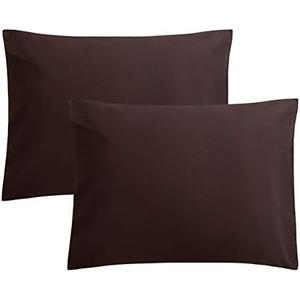 FLXXIE Microfiber Pillow Cases Standard Size, Soft Pillowcases with Envelope Closure, Wrinkle, Stain Resistant Pillow Covers, 20x26, Dark Brown