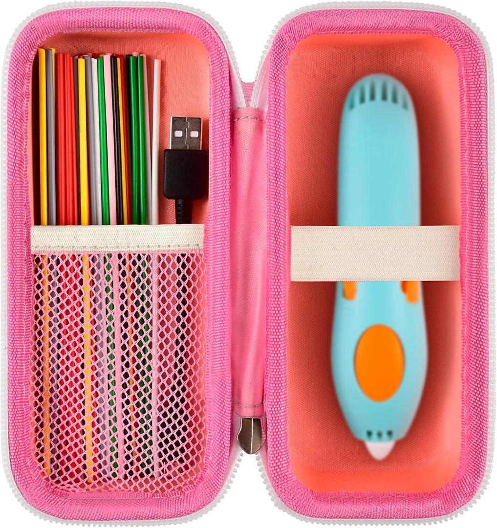 GWCASE Case Compatible with 3Doodler Start+ Essentials for 3D Pen Set for Kids, Storage Organizer Carrying Holder Fit for Printing Pens, Plastic Refill Blister, Micro-USB Charger (Box Only)-Pink